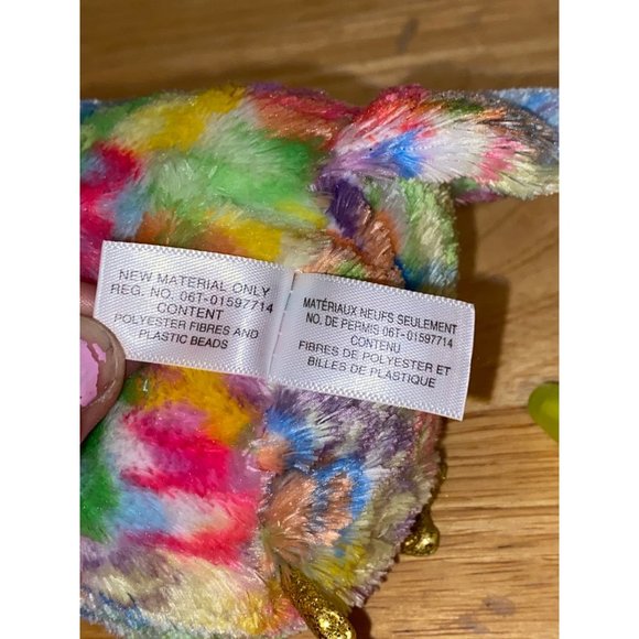 Ty Beanie Boos Silk Enchanted Unicorn Rainbow Owl Gold Horn Plush Stuffed Animal - Picture 7 of 7